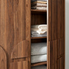 Modway - Bulwark 3 portes Garde-robe, Noyer-Glissières de plancher sans marquage