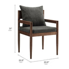 Modway - Remington Fauteuil à manger - Charbon de bois-Oreiller arrière amovible avec tissu en tissage à tissage slug