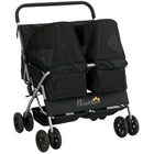 PawHut - Poussette double pour animaux, poussette pliable pour chien avec porte-bébé 2 places-Les deux compartiments transportent confortablement deux petits animaux en même temps 
