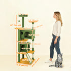 PawHut - Arbre à chat 63 po H, avec deux niches pour chat - vert-Plusieurs plateformes pour grimper et observer 