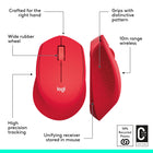 Logitech - M280 souris sans fil - Rouge-Empreinte carbone du produit: 3,94 kg CO2e	