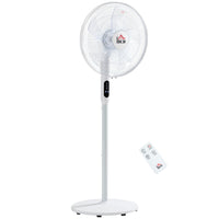 HOMCOM - Ventilateur sur pied 51 po H avec tête inclinée et minuterie pour chambre - blanc-Dispose de 3 vitesses (élevée, moyenne, basse) 