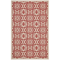 Modway - Ariana Treillis floraux vintage à l’intérieur et à l’extérieur Tapis de 5 pi l x 8 pi L - Rouge et beige-Tapis vintage à treillis floraux