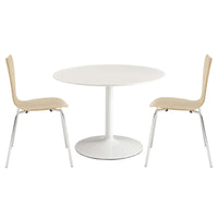 Modway - Revolve 3 pièces Ensemble à manger - White Natural-Chaises : siège en contreplaqué massif