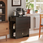 HOMCOM - Table à manger pliante à abattant avec tiroir et étagères de rangement pour 4-6 personnes - brun foncé-Les charnières en acier allié de qualité et les broches de contrôle sous le plateau offrent un soutien solide 