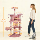 PawHut - Arbre à chat multi-niveaux 62 po H, avec deux niches pour chats - rose-Plusieurs poteaux enroulés de sisal et une corde encouragent à griffer, protégeant ainsi vos meubles 