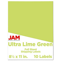 Jam Paper Étiquettes autocollantes pleine page Astrobright, 8 1/2 x 11 po, vert Terra, 10/paquet-Taille : 8,5 x 11 po