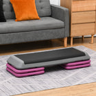 Soozier - Stepper Plateforme Aérobie Réglable 43 po 3 Niveaux Avec Rehausses 4 po, 6 po, 8 po Entraîneur Cardio Fitness - Noir Violet-Hauteur réglable sur 3 niveaux : 4 po, 6 po, 8 po, contrôlée par des rehausses pour varier l'intensité de l'entraînement    