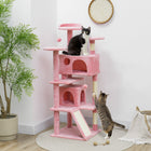 PawHut - arbre à chat 54 po avec poteaux à griffer, condos - rose-Plusieurs plateformes pour grimper et observer 