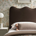 Modway - Athena Velours de performance résistant aux taches Tête de lit jumelée, Marron chocolat-Cadre en mélange de bois