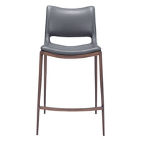 Zuo - Ace Tabouret de comptoir - Dark Gris/Noyer - Ensemble de 2-Tissu en faux cuir doux et durable