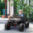 Aosom - camion jouet tout-terrain 12v pour enfants - camouflage-Quatre roues de traction de 14,25 po avec suspension à ressort 