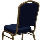 Flash Furniture – Chaise banquet empilable Hercules, dossier couronne, tissu bleu marine à motifs, châssis doré, 4/pqt-Cadre en acier de calibre 16