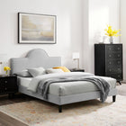 Modway - Soleil Performance Velvet Lit King, Gris clair-Système de soutien en lattes de bois