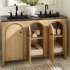 Modway - Appia Double évier 48" Vanette de salle de bain - Noir de chêne-Lavabo double en céramique noire