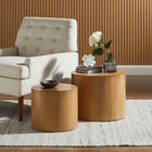 Modway - Amani Nidification ronde Tables basses Ensemble de 2 - Naturel-Placage de frêne