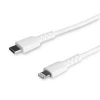StarTech - câble USB-C blanc durable de 6 pieds (2 m) vers Lightning -DURABLE : 6,6 pi. Câble électrique robuste avec fibre d’aramide pour une haute résistance à la traction, augmentant la fiabilité et la durée de vie du câble, Testé pour résister à 10 000+ cycles de flexion à 180° et 5000+ insertions