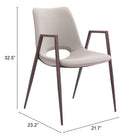 Zuo - Desi Chaise de salle à manger - Beige/Noyer - Ensemble de 2-6
