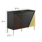 Modway - Alchemist 48" Meuble de salle de bain à double lavabo - Noir noir-Placage de bois de chêne