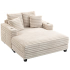 HOMCOM - Chaise longue-lit surdimensionnée rembourrée 60 po - beige-Les ressorts ensachés et la mousse épaisse offrent une douceur semblable à celle d’un nuage et un soutien durable 