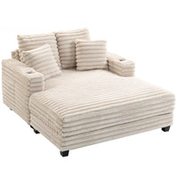 HOMCOM - Chaise longue-lit surdimensionnée rembourrée 60 po - beige-Les ressorts ensachés et la mousse épaisse offrent une douceur semblable à celle d’un nuage et un soutien durable 
