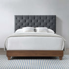 Modway - Rhiannon Touffe de diamant Tissu rembourré Lit Queen, Gris noyer-Sommier requis