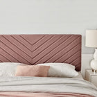Modway - Alyson Chenal angulaire touffé Performance Velvet Tête de lit complète / Queen, Rose poussiéreuse-Tissu résistant aux taches durable