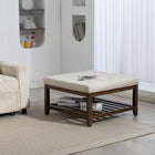 HOMCOM - Ottoman de rangement table basse - beige-Structure en bois massif d'hévéa supportant jusqu'à 397 lb (180 kg)