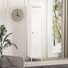 Manhattan Comfort - Armoire de rangement individuelle moderne Naomi 15 po avec casier - Blanc-1 porte standard ventilée avec une longue poignée arrondie en métal et une serrure Clé incluse