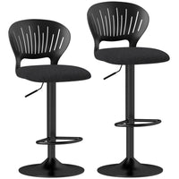 HOMCOM - Tabourets de bar modernes pivotants hauteur comptoir - noir - paquet de 2-Un dossier creux unique favorise la circulation de l'air, vous gardant au frais et à l'aise 
