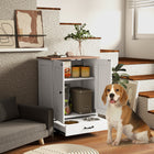 PawHut - Station d’alimentation pour chien avec rangement, panneau réglable, crochets - blanc-Les crochets latéraux offrent un rangement pratique pour les laisses et les jouets 