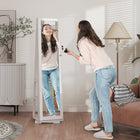 HOMCOM - Armoire à bijoux miroir - 15 po L x 15 po l x 63 po H - blanc-Armoire verrouillable avec 2 clés incluses pour garder vos bijoux en sécurité 