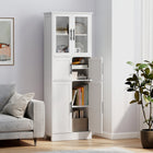 HOMCOM - Armoire de salle de bain 67 po haute avec six portes - blanc-Fabriqué en MDF robuste avec une finition peinte facile à nettoyer 