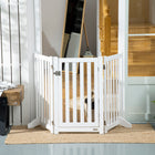 PawHut - Barrière pour chien 3 panneaux pliable avec pieds pour taille moyenne et inférieure - blanc-Composé de trois panneaux fixés ensemble avec des charnières 