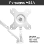 MotionGrey - Support de moniteur simple - Bras de fixation VESA pour écrans jusqu’à 28 po - Blanc-Ajustement complet des mouvements : inclinez, pivotez, tournez et ajustez la hauteur de votre écran pour obtenir l’angle de vision idéal, que ce soit pour le travail ou les loisirs