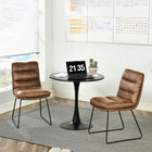 Chaises de salle de réunion rembourrées Homy Casa - - Lot de 2, simili-cuir suédé brun vieilli-Pieds en métal traîneau : Base stable et antidérapante pour plus de sécurité.