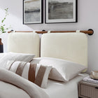 Modway - Anela Fixé au mur Chenille recouverte Tête de lit King Size, Noyer à la crème-Sangles velcro