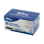 Hilroy - Marqueurs permanents, marqueur permanent, faible odeur, pointe fine, noir, paquet de 36-Noir