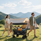 Outsunny - Chariot pliable d’extérieur avec auvent amovible - capacité de 220 lbs - noir-Auvent amovible pour la protection contre le soleil et la pluie légère