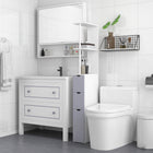 HOMCOM - Armoire de salle de bain étroite avec tiroir et étagères ouvertes - blanc, gris-Comprend 2 étagères ouvertes et 3 tiroirs en bas   
