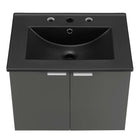 Modway - Maybelle 24" Vanité de salle de bain murale - Gris Noir-Tirs métalliques en forme de L