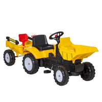 Aosom - Camion à benne basculante jouet à pédales, tracteur à chargeur frontal - jaune-Fabriqué en plastique et cadre en métal pouvant supporter jusqu'à 77 lb 