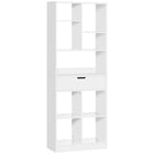 HOMCOM - Bibliothèque haute avec tiroir - blanc-Le style minimaliste convient à la chambre, au salon, au dortoir ou au bureau 
