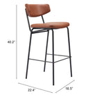 Zuo - Charon Tabouret de bar - Brun vintage - Ensemble de 2-Garantie limitée de 3 ans