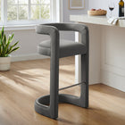 Modway - Winslow Performance Velvet Tabouret de bar - Storm Gray-Rembourrage résistant aux taches