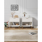 Manhattan Comfort - DUMBO Table de nuit moderne 1 tiroir 20,07" - Blanc - Lot de 2-Comprend 1 tiroir à extension totale avec tiroir supérieur au design à rainures verticales