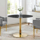 Modway - Verne 40 po Marbre artificiel Table à manger, Or Noir-Table en marbre artificiel