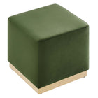 Modway - Tilden Velous de performance carré 17" Rembourré Ottoman - Moss Green Natural-Arrivée entièrement assemblée