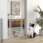 PawHut - Porte pour Chien avec Porte pour Chat et 2 Kits d'Extension - 30"-41" L x 38" H-Largeur réglable de 29,9 po à 40,9 po (76-104 cm) s'adapte à divers espaces