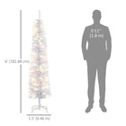 HOMCOM - Sapin de Noël artificiel illuminé forme crayon 1 - 8 m 395 branches-La forme crayon ne prend pas beaucoup de place au sol ou sur la table, convient aux petites pièces ou à un deuxième sapin de Noël dans une entrée 